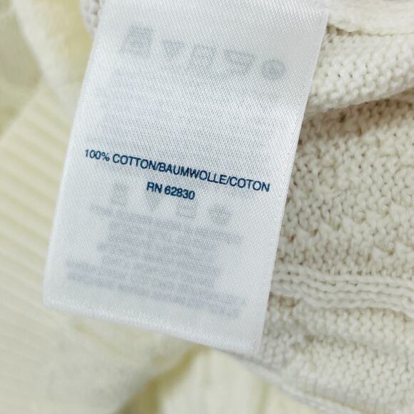 LANDS END Sweater Womens L 14-16 Turtleneck Cable Knit Pullover Cotton Off White - Picture 12 of 16